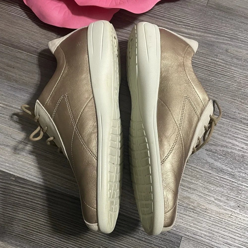 MEPHISTO Cool-Air Womens Sz 10.5‎ Bronze Tan Debby Platinum Leather Sneakers